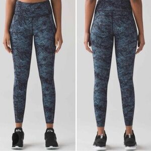 Lululemon Fast Free Tight 19’ Nulux Forest Green  Teal Multi sz 4